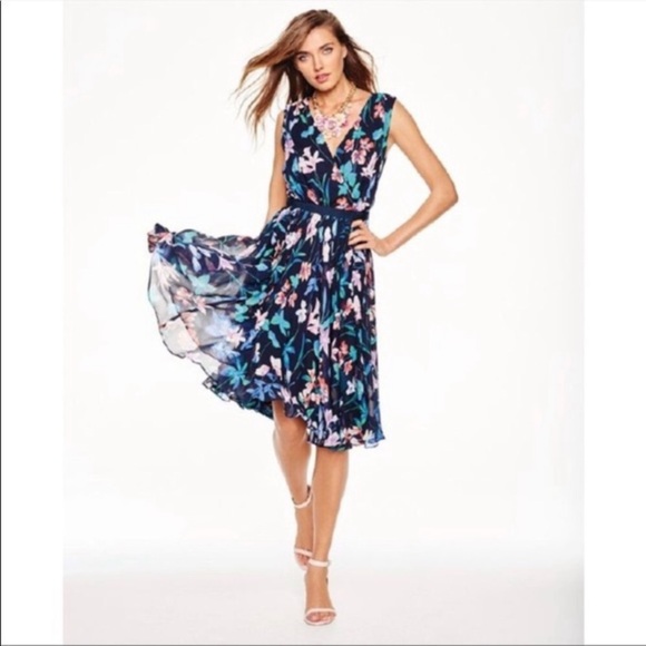 Talbots Dresses & Skirts - Talbots Floral Pleated Chiffon Faux Wrap Dress Spring Lined Lilly Petite Size 4P
